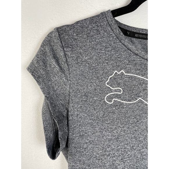 Puma T Shirt Womens Small Short Sleeve Heathered Gray Top Workout Tee Sporty - Picture 2 of 11